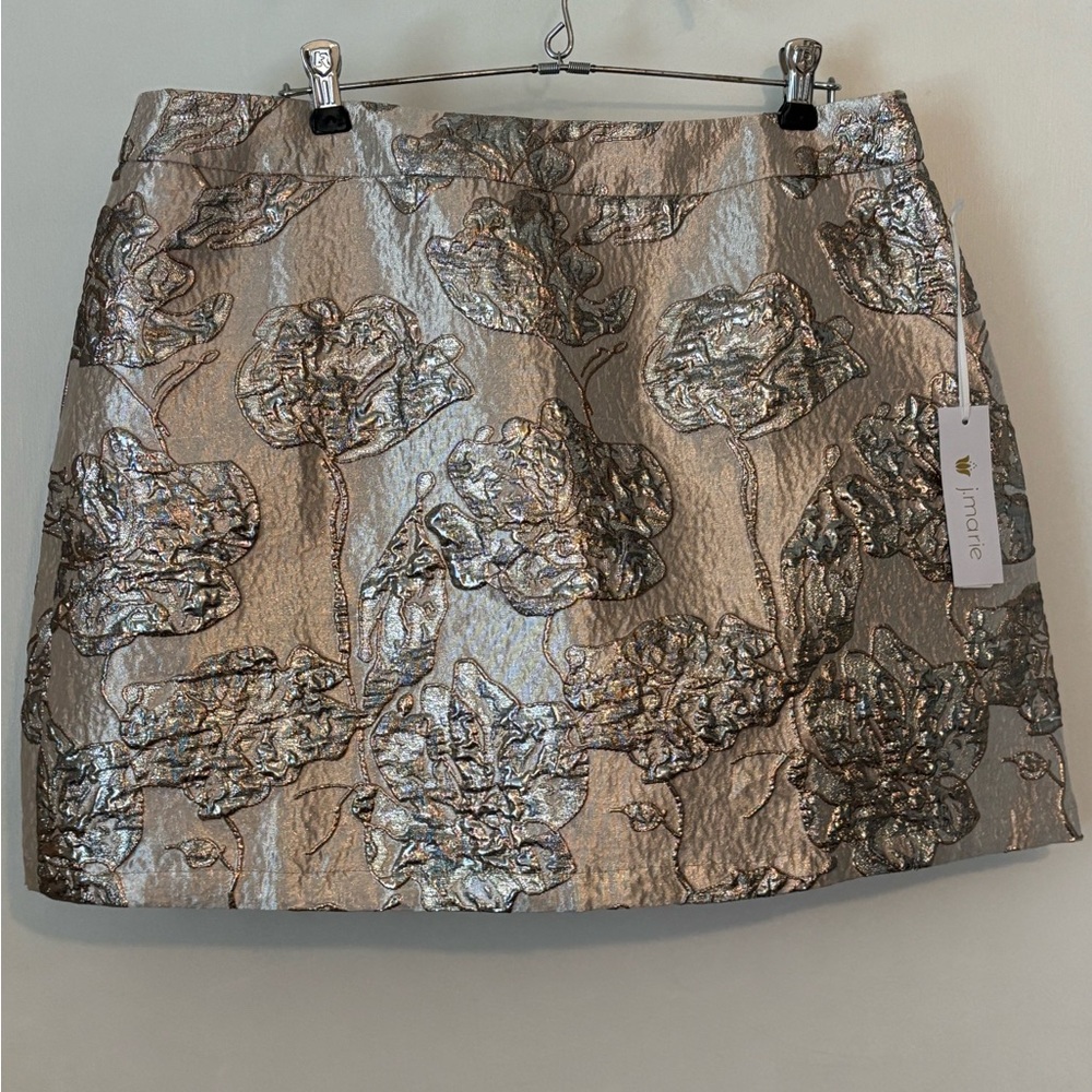Kai Metallic Floral Brocade Mini A-Line Skirt